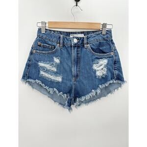 Garage Women Jean Short Size 3 Distressed Festival Cheeky Summer High Waisted